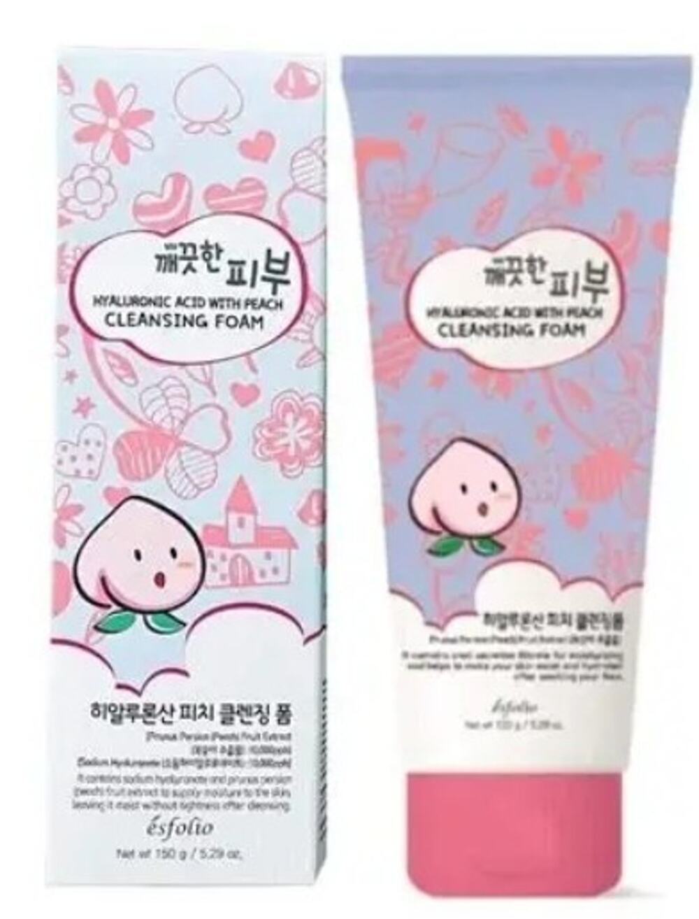 Esfolio Cleansing Foam: Milk, Hyaluronic Acid with Peach, Rice 5.29 oz